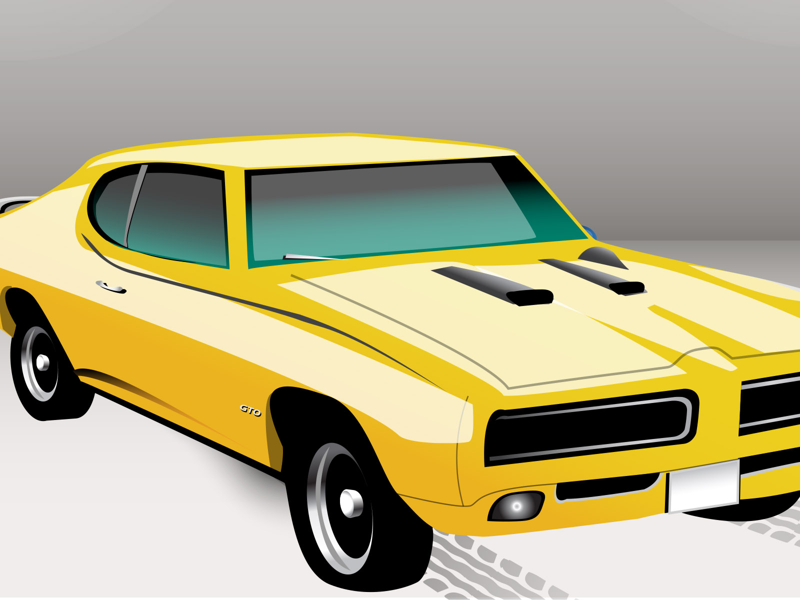 Mustang Car Illustration Powerpoint Templates - Car & Transportation,  Yellow - Free PPT Backgrounds and Templates