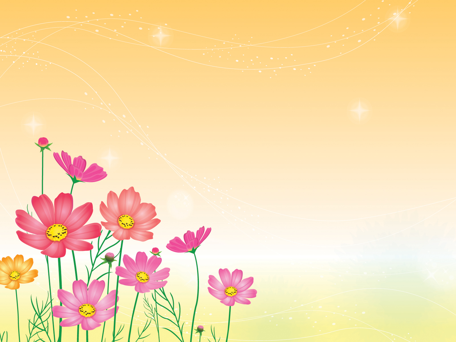 Dream Flowers Garden Powerpoint Templates - Flowers, Fuchsia / Magenta,  Orange - Free PPT Backgrounds and Templates