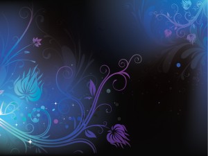 Flowers on darkblue with stars backgrounds