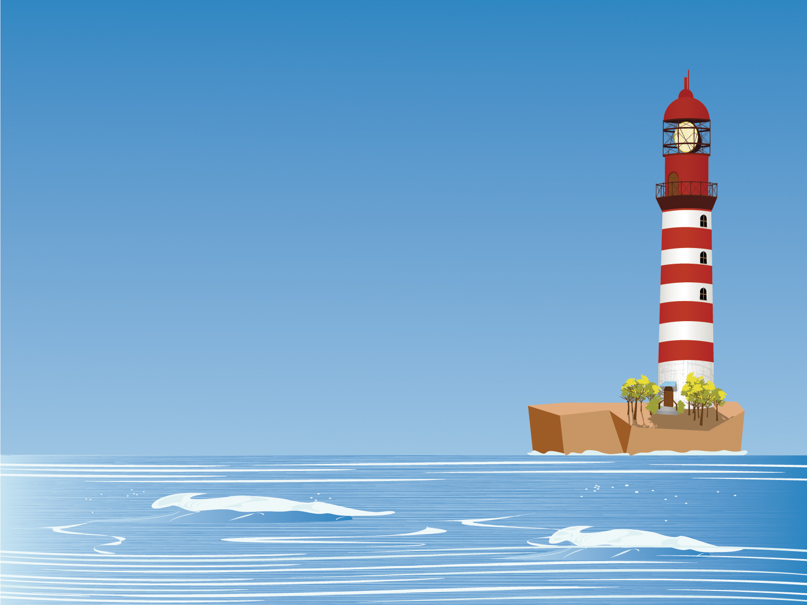 Sea Lighthouse Powerpoint Templates Blue Holidays Objects
