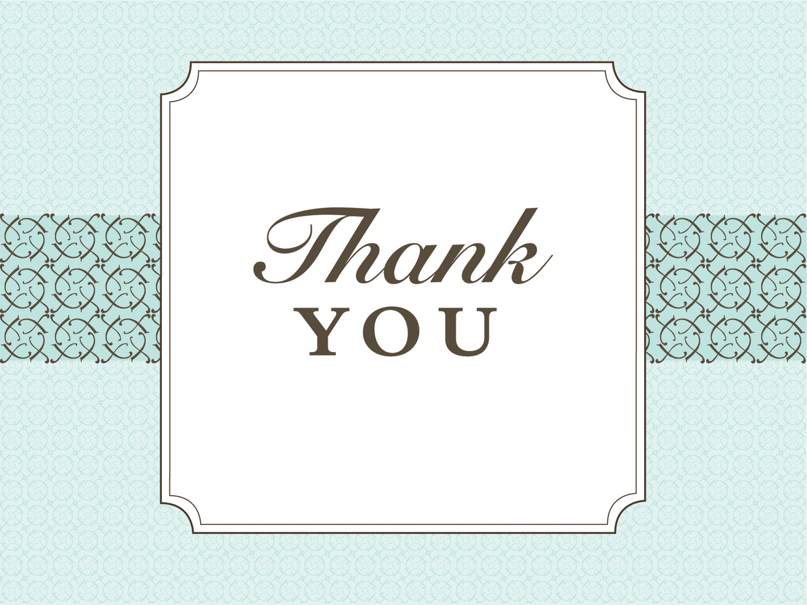 Thank You Slide Powerpoint Templates - Aqua / Cyan, Beauty & Fashion,  Border & Frames, White - Free PPT Backgrounds and Templates
