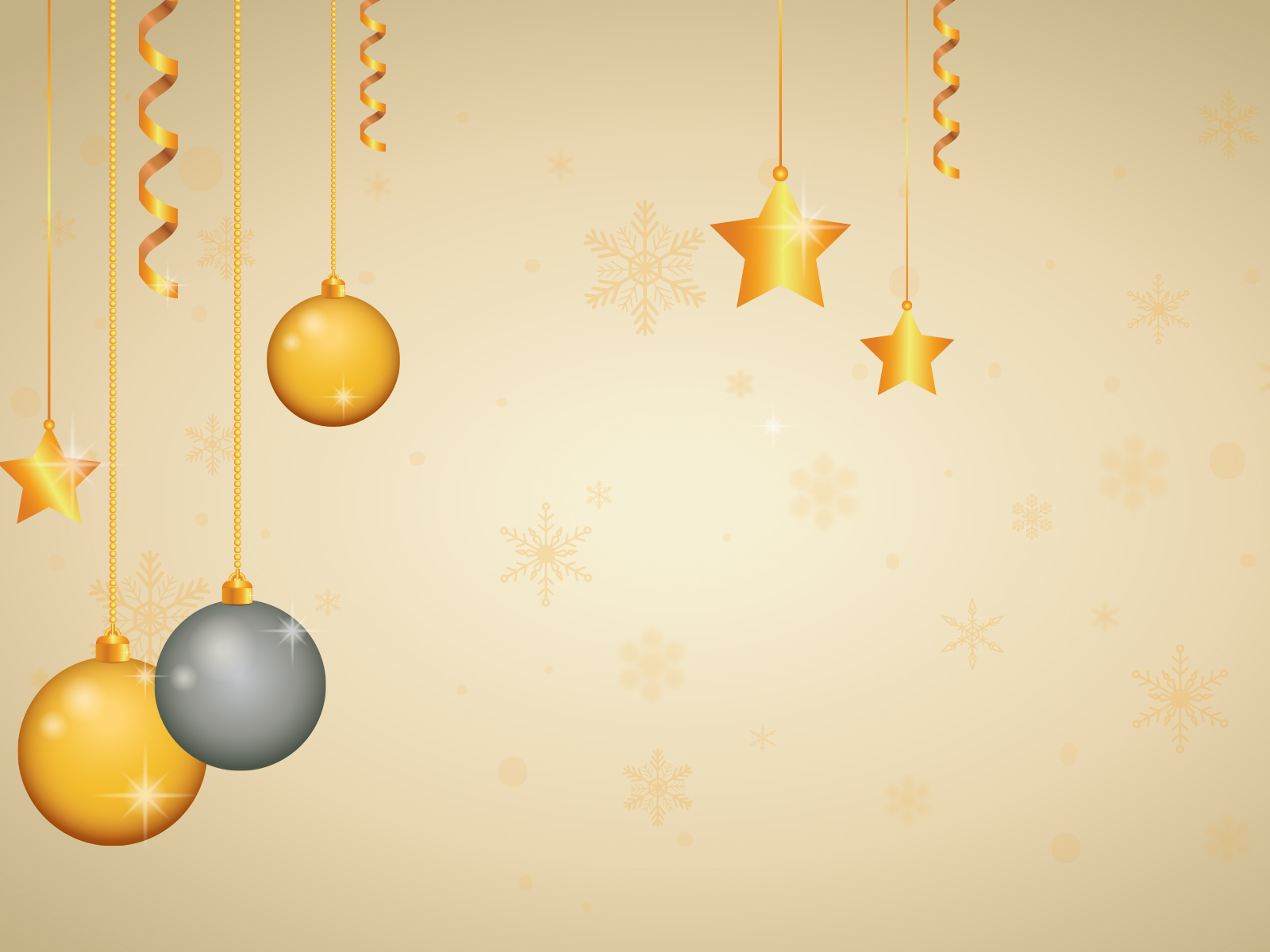 Yellow Christmas Stars Powerpoint Templates - 3D Graphics, Christmas, Yellow  - Free PPT Backgrounds and Templates