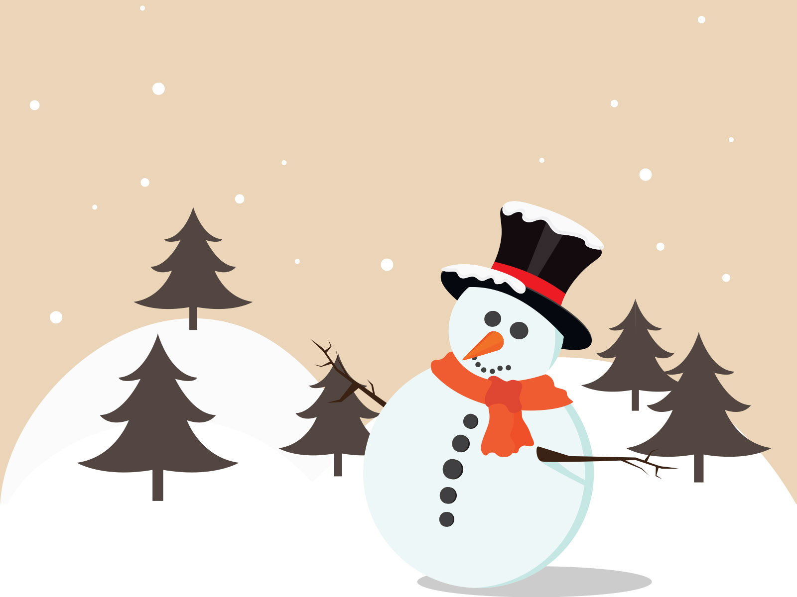 Simple Snowman  Great PowerPoint ClipArt for Presentations 