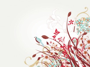 Red Floral with Bird PPT Backgrounds