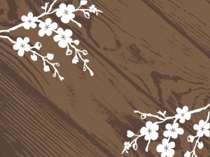 Wooden Table and Flowers Ppt Backgrounds