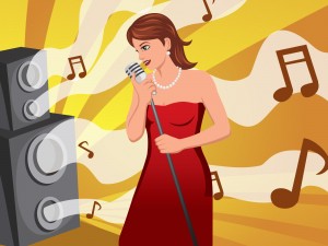 Red Musician Girl Backgrounds
