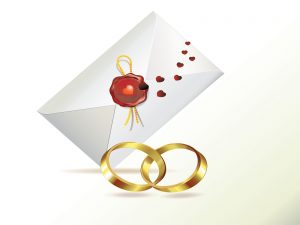 Wedding Invitation and Rings Background