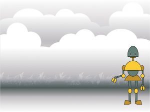 Robot and Clouds Background