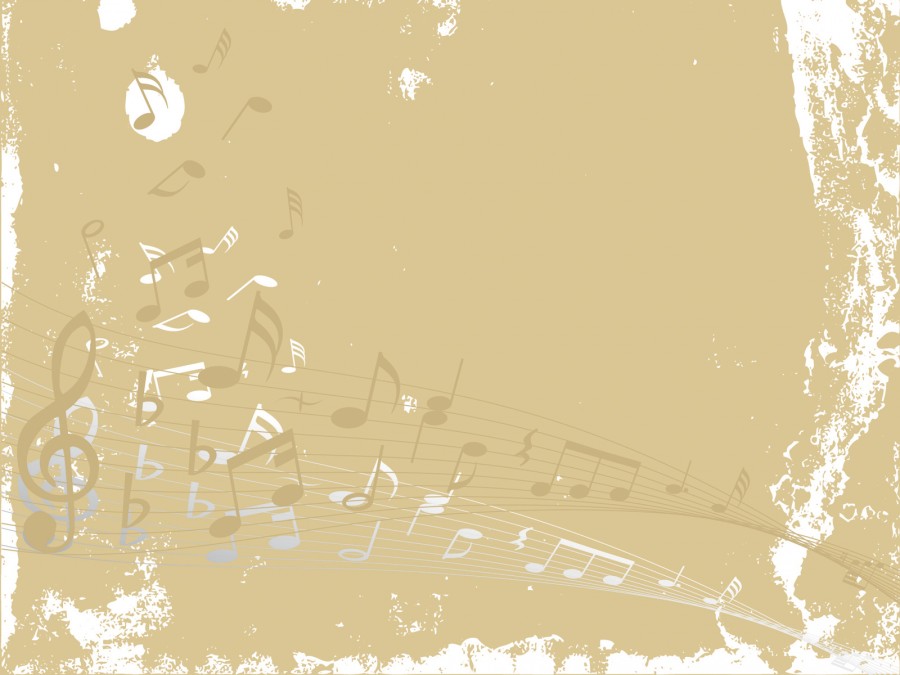 Note Old Paper Powerpoint Templates Education Music Orange Silver 