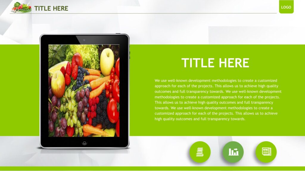 Organic Vegetables Powerpoint Templates - Food & Drink, Green Backgrounds