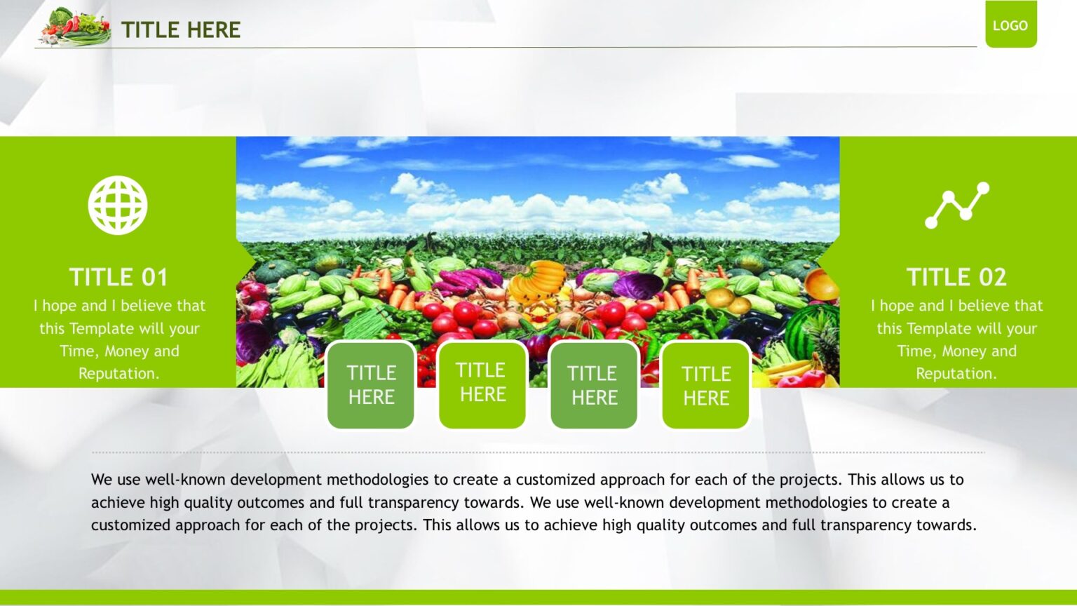 Organic Vegetables Powerpoint Templates - Food & Drink, Green Backgrounds
