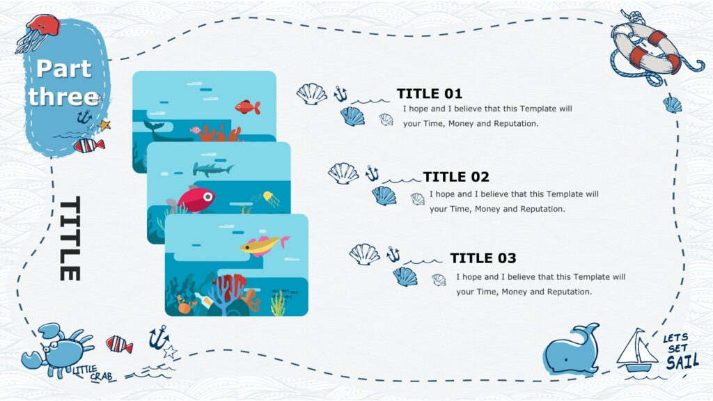 Fish Boder For Powerpoint Fishery Marine Powerpoint Templates - Blue, Border & Frames Backgrounds