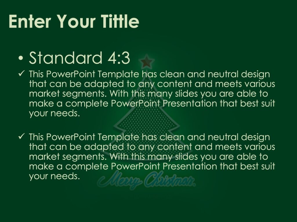 Merry Christmas Tree Powerpoint Templates - Christmas, Green Backgrounds